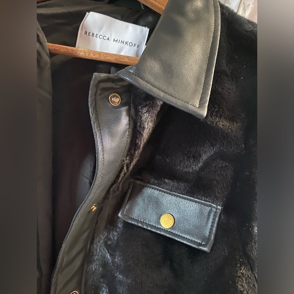 Rebecca Minkoff Faux Leather Trim Faux Fur Jacket ✨ Size Medium | black - Picture 7 of 15